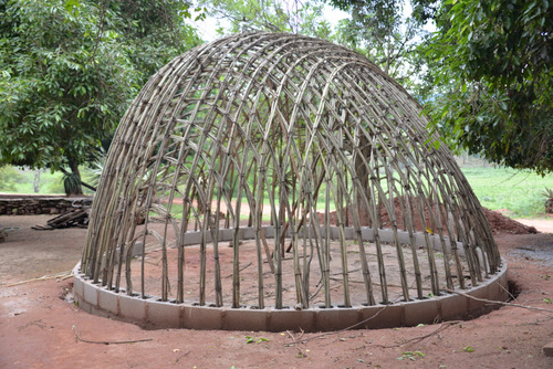 Beehive Hut Under Construction.