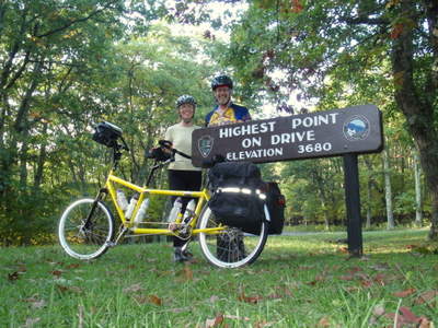 Fun on a Tandem, Blue Ridge Mountains, Virginia.
Highest Point on Skyline Drive in Appalachian Mtns.