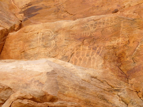 Petroglyphs at Parowan Gap, Utah.