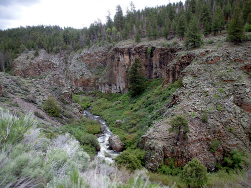 Riding beside a beautiful river canyon.