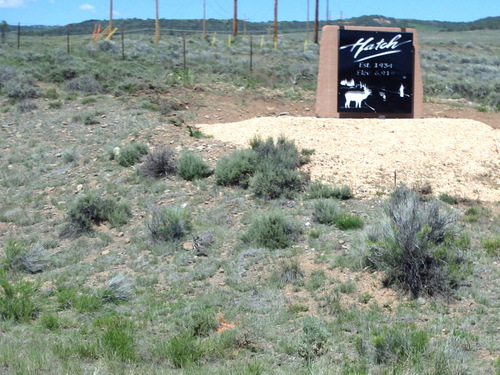 First Hatch advertisement sign.