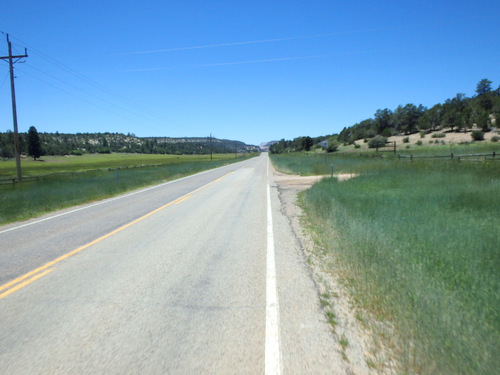Riding UT-9 west to Zion NP.
