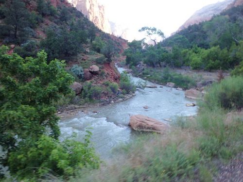 Cycling through Zion NP's Virgin Valley.