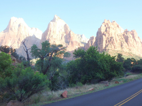Cycling through Zion NP's Virgin Valley.