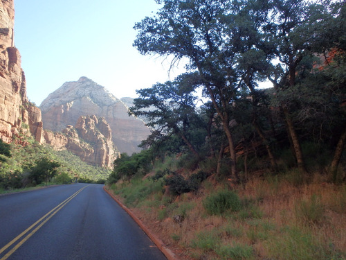 Cycling through Zion NP's Virgin Valley.