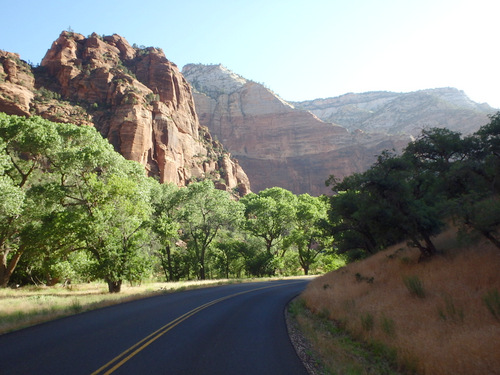 Cycling through Zion NP's Virgin Valley.