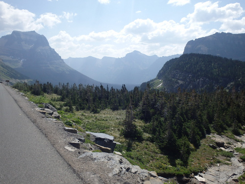Eastside, heading east on Going to the Sun Road.