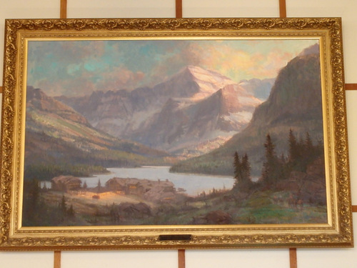 Many Glaciers Lodge Painting.
