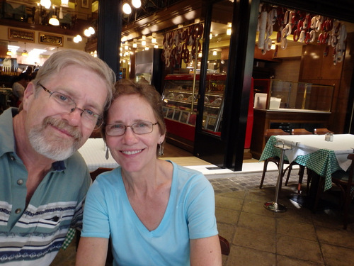 Dennis and Terry Struck having dinner at the Barbadimos Restaurant.