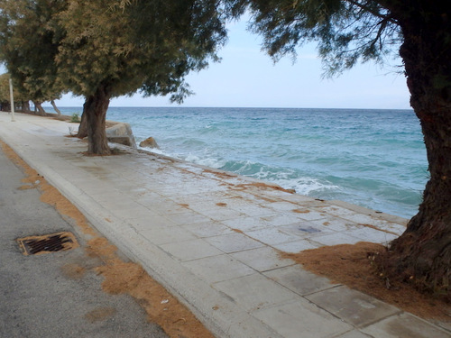 Cycling the Gulf of Corinth's coast.